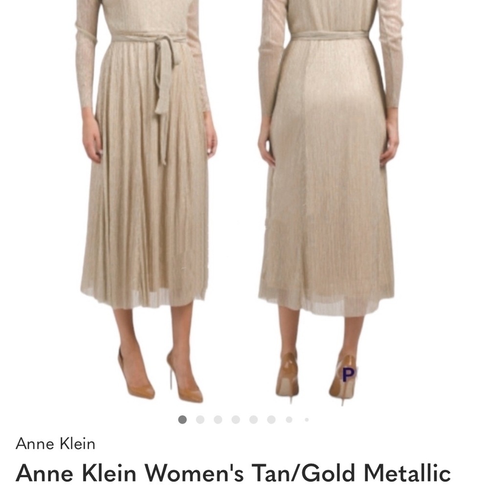 Anne Klein Gold Metallic Midi Skirt